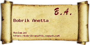 Bobrik Anetta névjegykártya